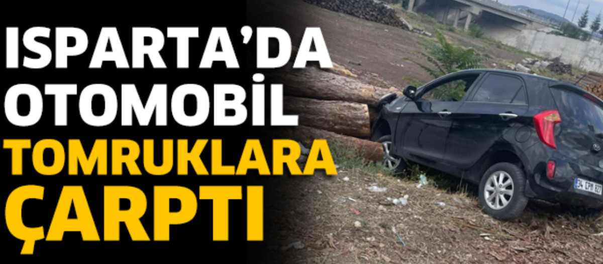 OTOMOBİL TOMRUKLARA ÇARPTI